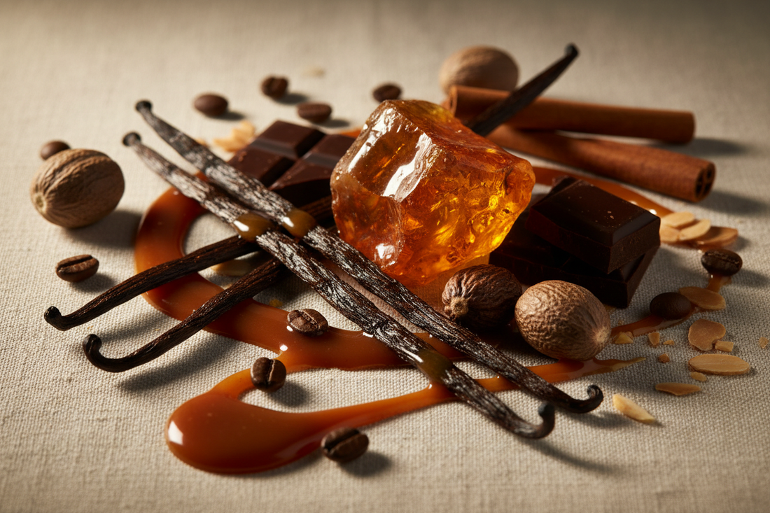 amber & gourmand olfactory family elements. must be real